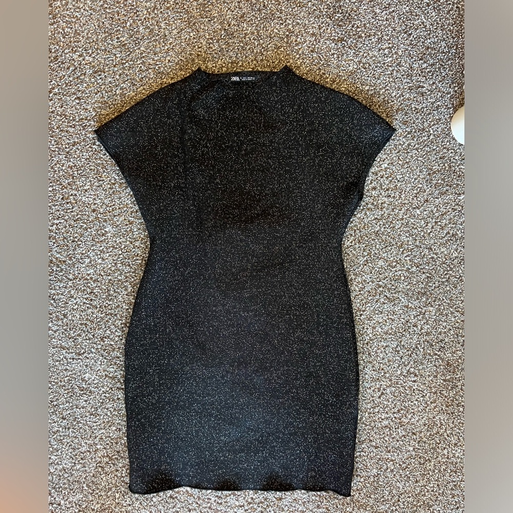 Zara. Black shimmery bodycon dress